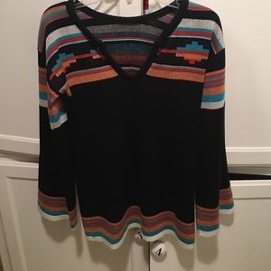 Vintage Aztec V neck sweater with bell sleeve.